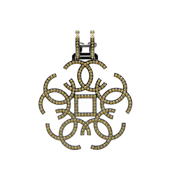 CHANEL Authentic Black Logo Earrings